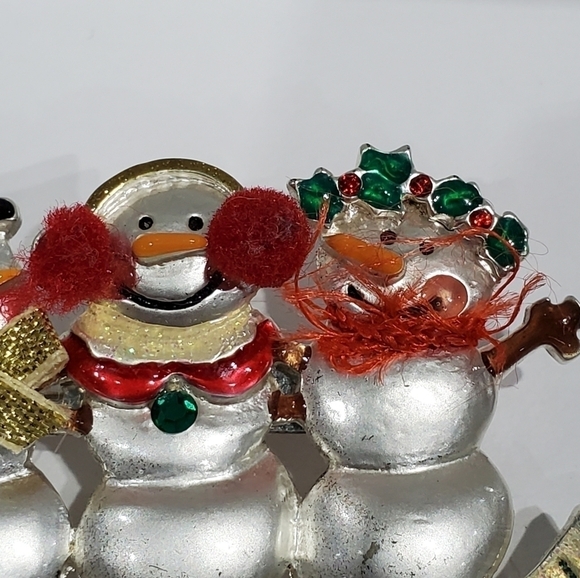 VINTAGE AJMC SNOWMAN BROOCHES SET OF 2 FRIENDS HOLIDAY WINTER - Picture 3 of 8